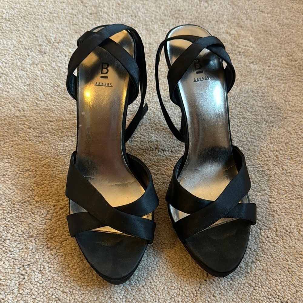 Bakers Black Strappy Heels